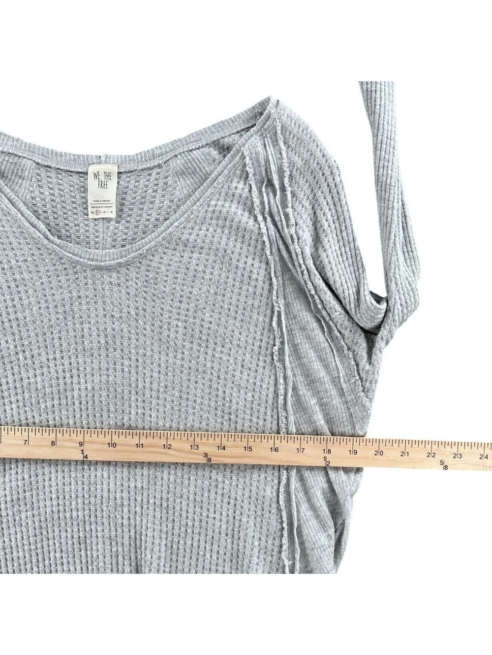 Free People We the Free Laguna Gray Waffle Knit Thermal Tunic Top XS